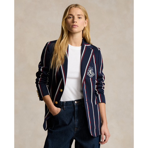 Crest-Patch Striped Blazer