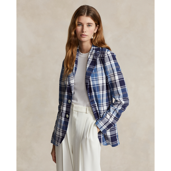 Red check blazer womens sale