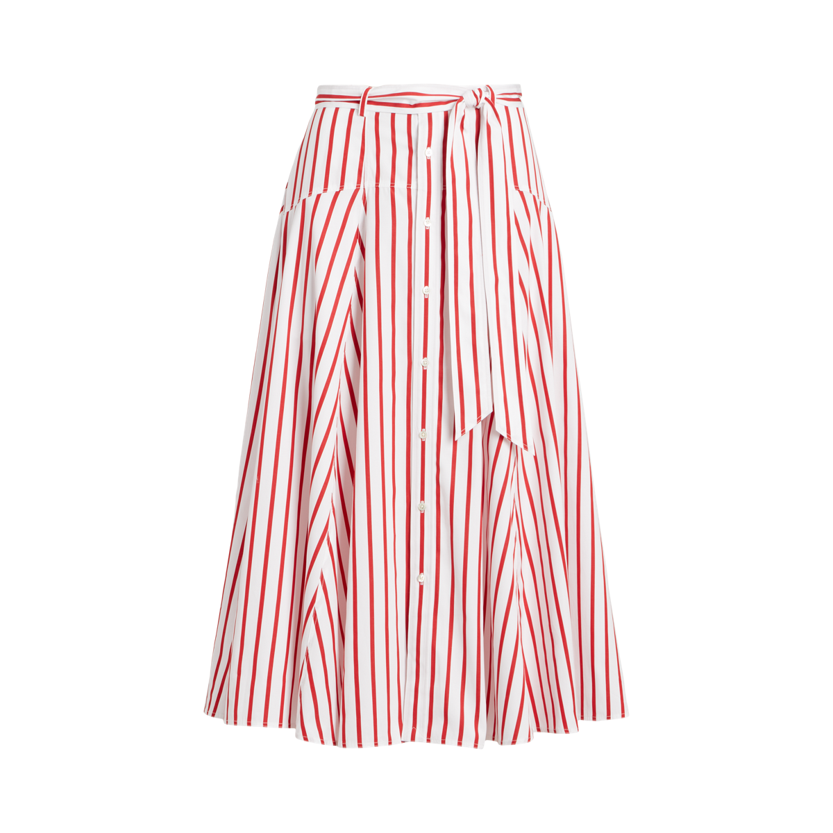 Stripe Cotton Vented A-Line Skirt main image 1