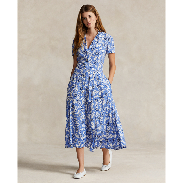 Floral Crepe Short-Sleeve Dress Polo Ralph Lauren 1