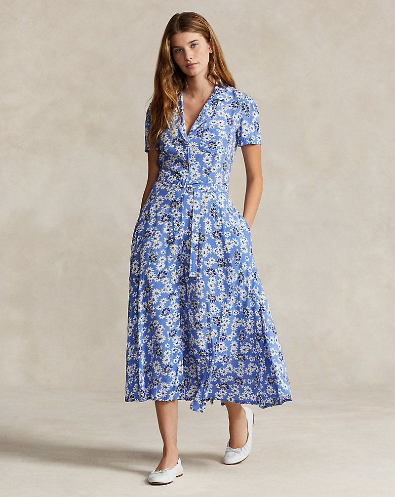 Floral Crepe Short-Sleeve Dress Polo Ralph Lauren 1