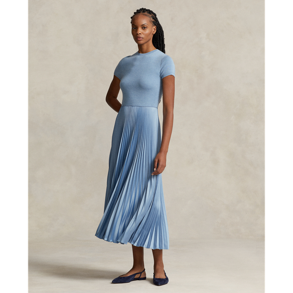 Hybrid Jumper-Pleated Midi Dress