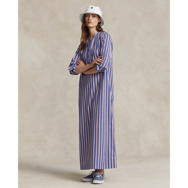 Striped Cotton Long-Sleeve Shirtdress