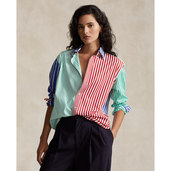 Oversized gestreept katoenen Fun shirt