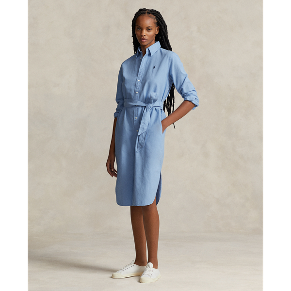 Belted Cotton Oxford Shirtdress