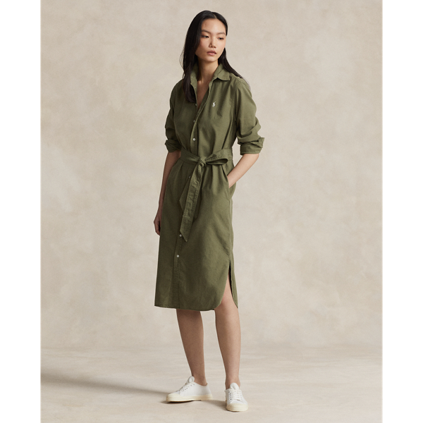 Belted Cotton Oxford Shirtdress