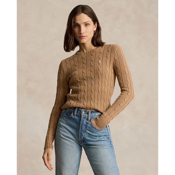 Cable-Knit Cotton Crewneck Sweater