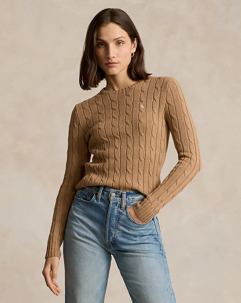 Cable-Knit Cotton Crewneck Sweater Polo Ralph Lauren 1