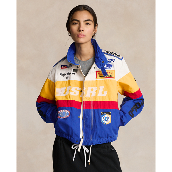 Logo Canvas Racing Bomber Jacket