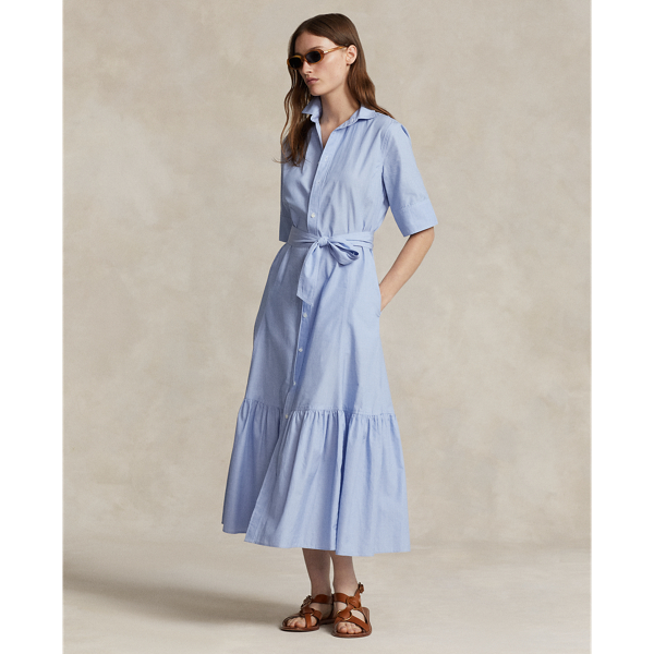 Tiered Cotton Shirtdress