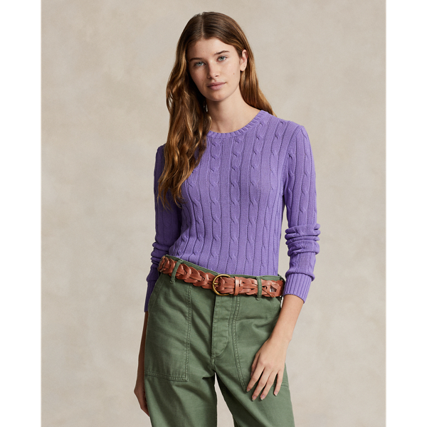 Cable-Knit Cotton-Blend Crewneck Sweater