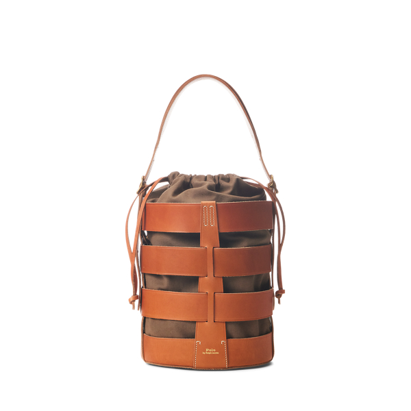 Leather Medium Basketweave Bucket Bag