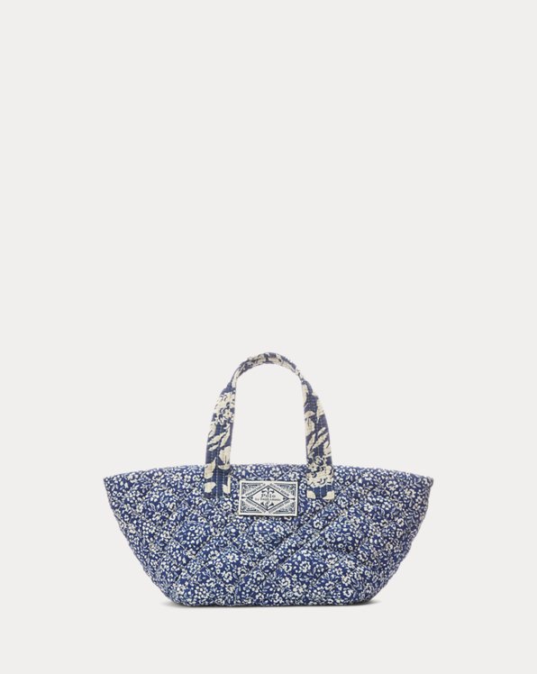 Quilted Floral Cotton Small Tote