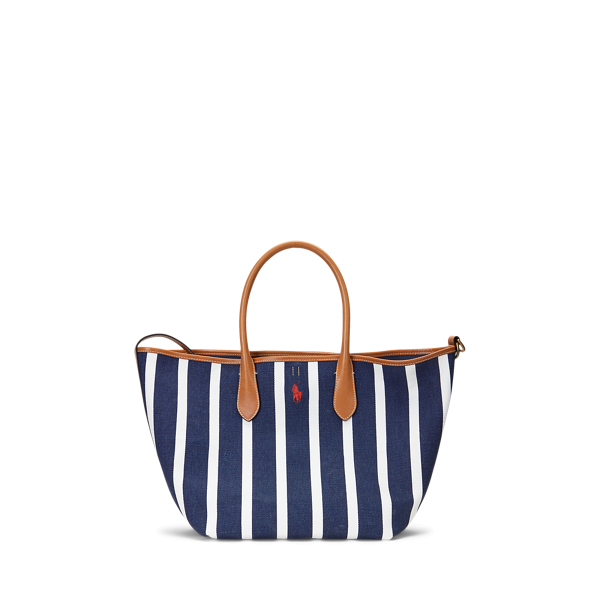 Striped Canvas Medium Bellport Tote Polo Ralph Lauren 1