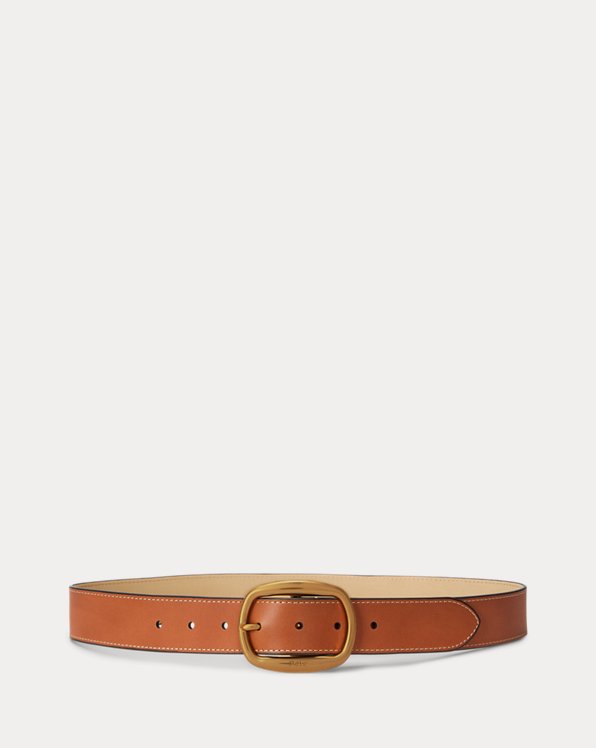 Oval-Buckle Leather Belt