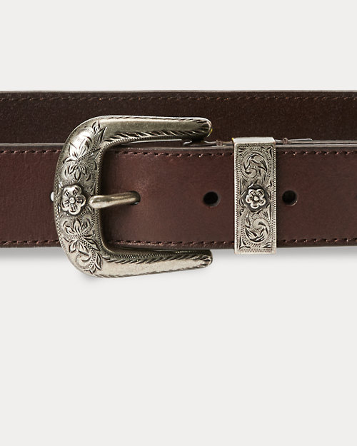 Engraved Western Leather Belt