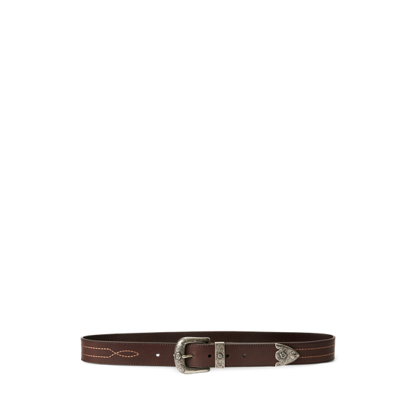 Engraved Western Leather Belt Polo Ralph Lauren 1