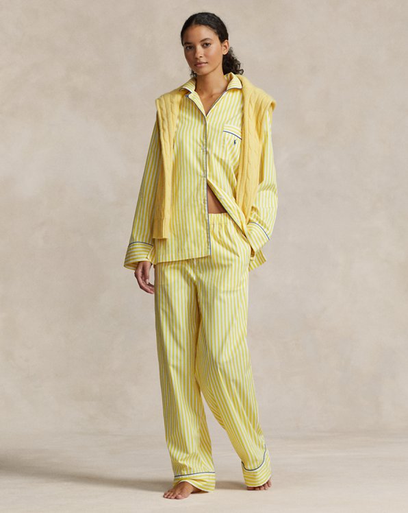 Striped Poplin Long-Sleeve Pyjama Set
