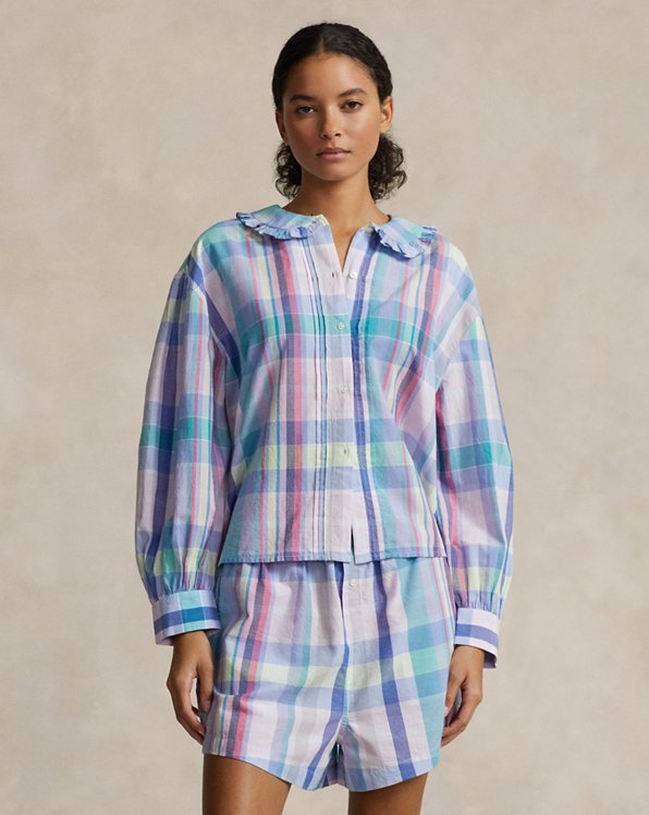 Plaid Cotton Long-Sleeve Pyjama Set