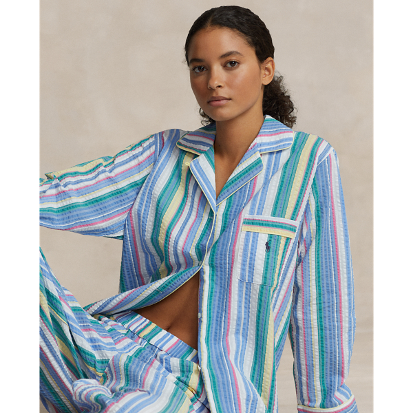 Striped Seersucker Long-Sleeve PJ Set