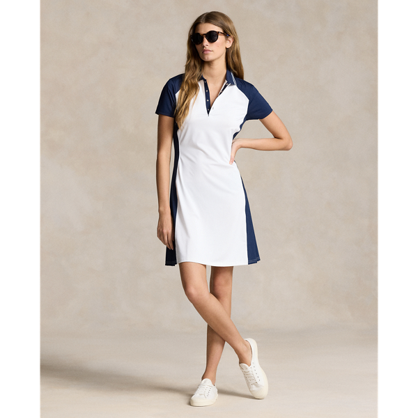 Contrast Stretch Jersey Polo Dress