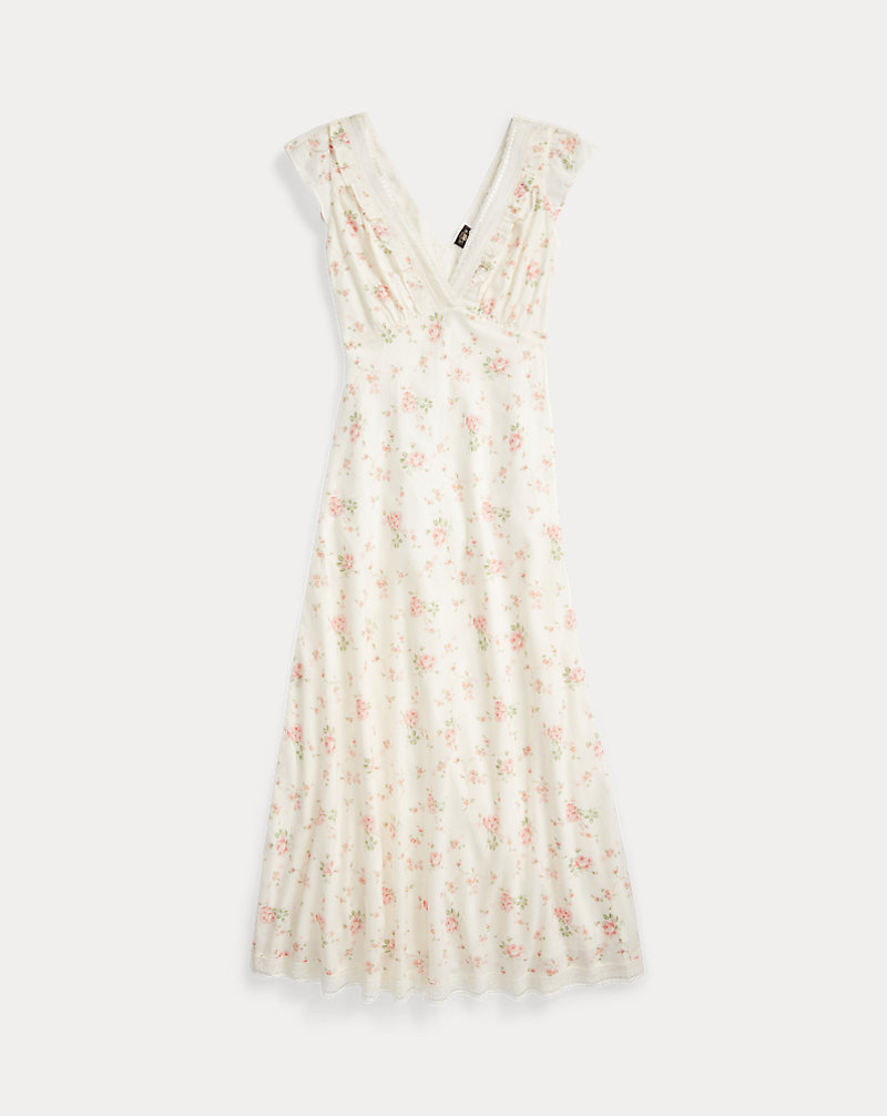 Lace-Trim Floral Cotton Voile Dress RRL 1