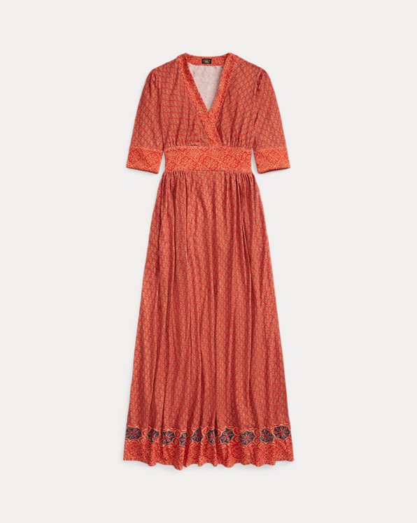 Print Cotton-Linen Jersey Dress
