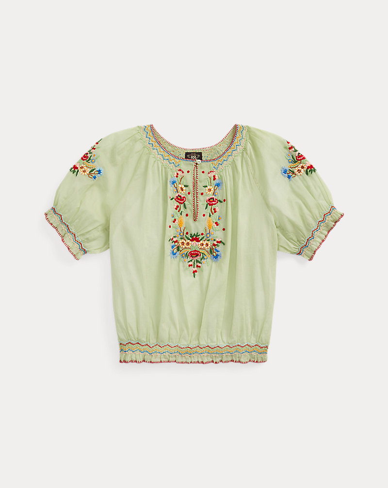 Embroidered Cotton Voile Blouse RRL 1