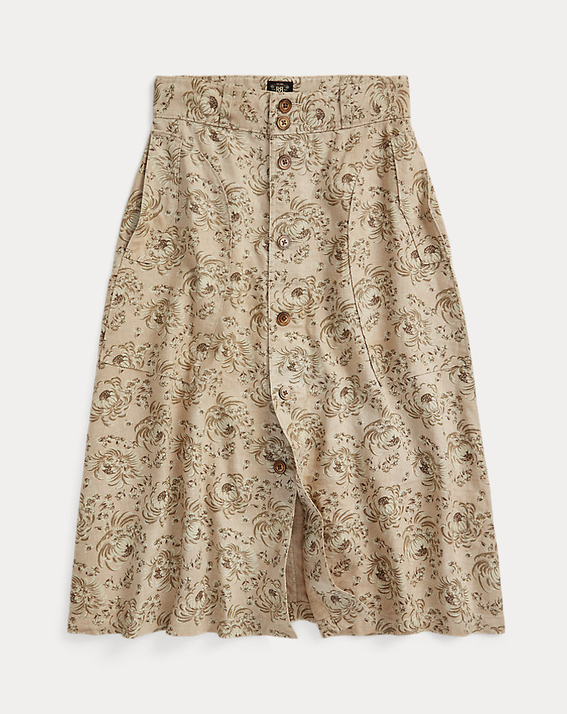 Floral-Print Seeded Linen Skirt RRL 1
