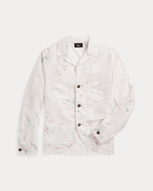 Paint-Splatter Linen-Cotton Work Jacket