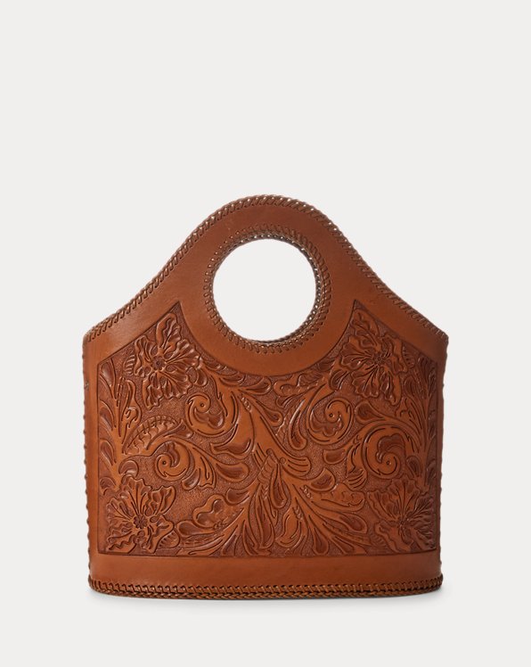 Hand-Tooled Leather Top-Handle Tote