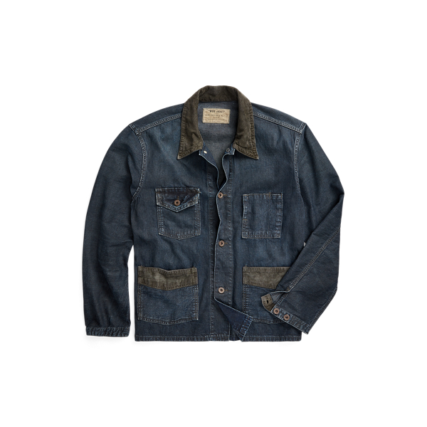 Corduroy-Trim Indigo Denim Shirt Jacket