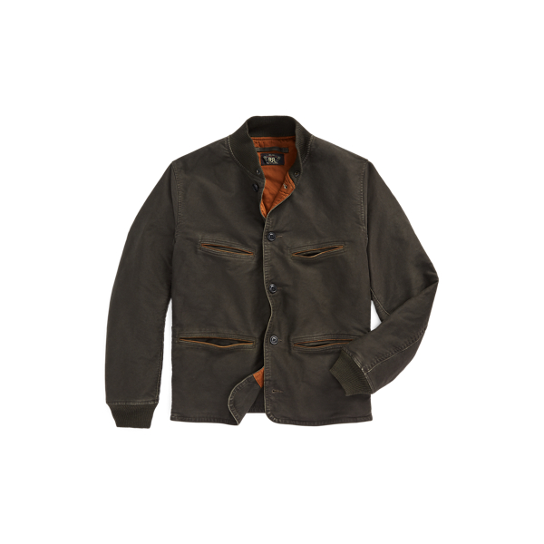 Leather-Trim Cotton Bomber Jacket RRL 1