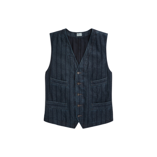 Indigo Striped Twill Vest