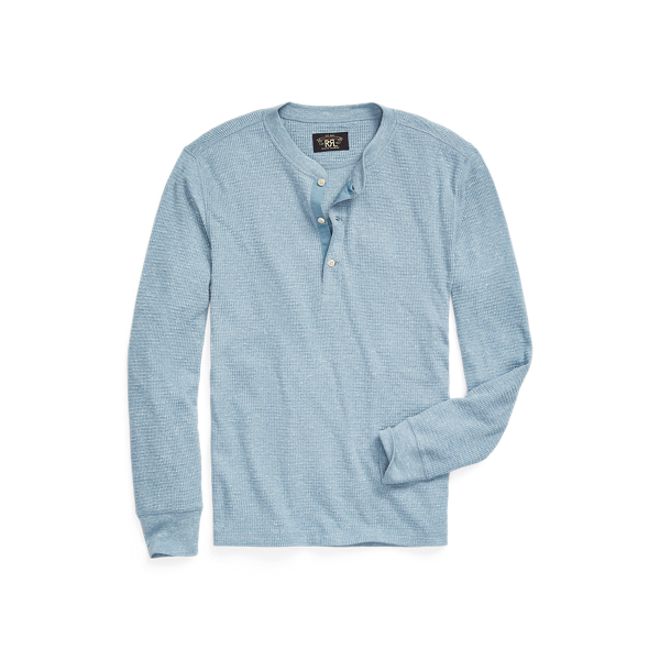 Garment-Dyed Waffle-Knit Henley Shirt RRL 1