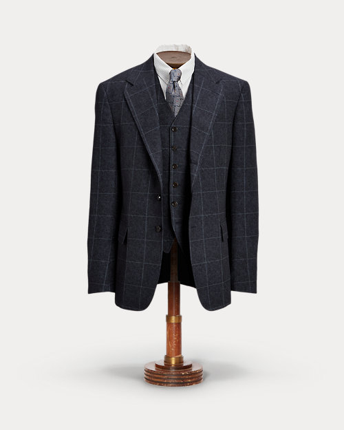 Windowpane Linen-Blend Suit Jacket