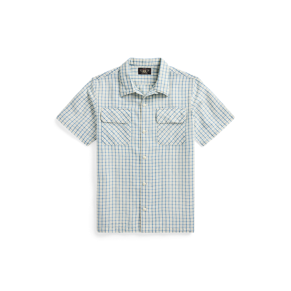 Checked Cotton-Linen Camp Shirt RRL 1