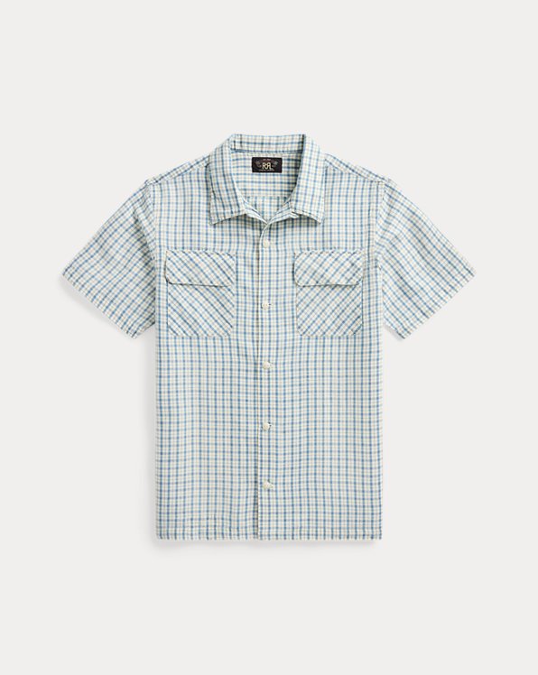 Checked Cotton-Linen Camp Shirt