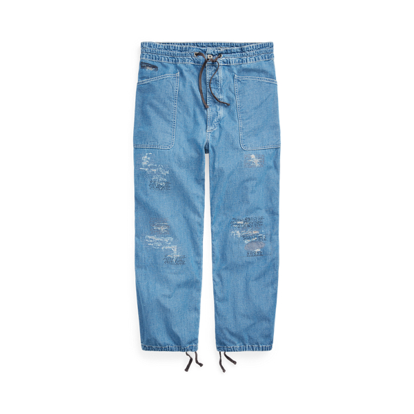 Repaired Cotton-Linen Chambray Trouser