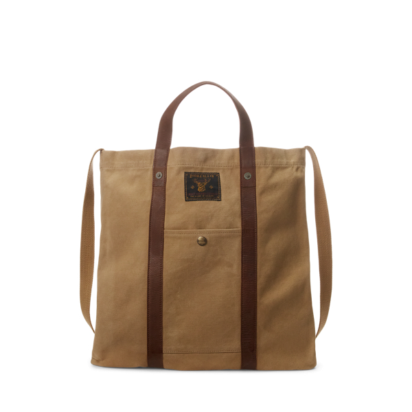 Leather-Trim Canvas Tote