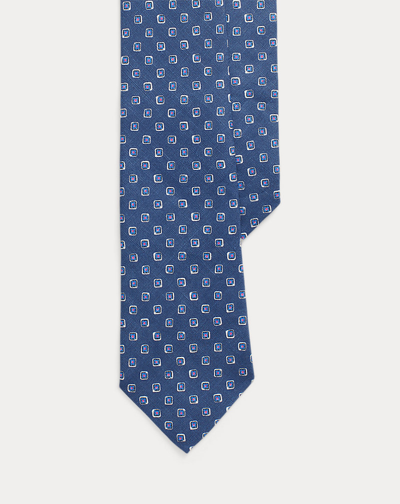 Square-Patterned Linen Tie Polo Ralph Lauren 1
