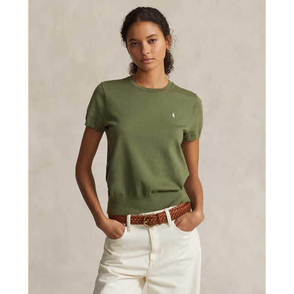 Cotton-Blend Short-Sleeve Jumper