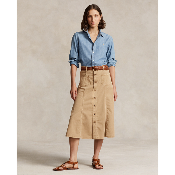 Cotton Twill A-Line Skirt