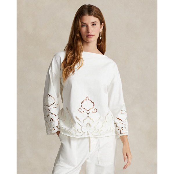 Eyelet-Embroidered Cotton Top