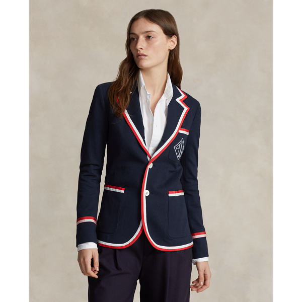 Grosgrain-Trim Terry Blazer Polo Ralph Lauren 1