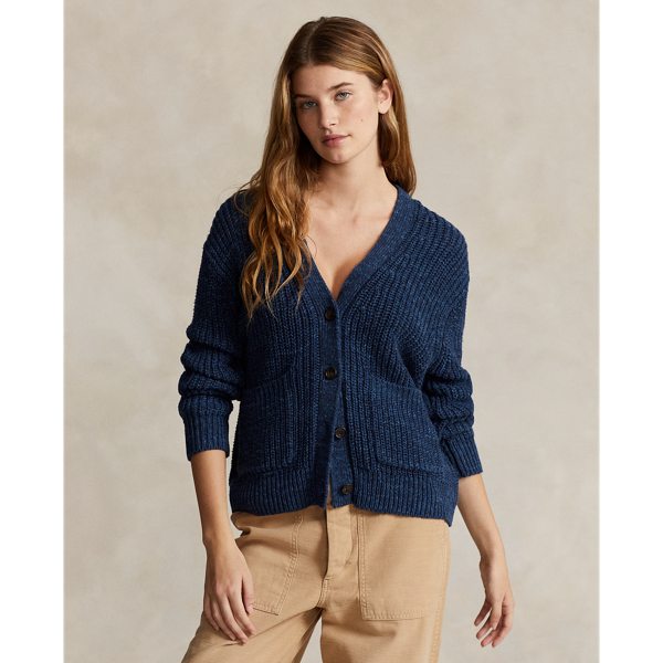 Linen-Cotton V-Neck Cardigan