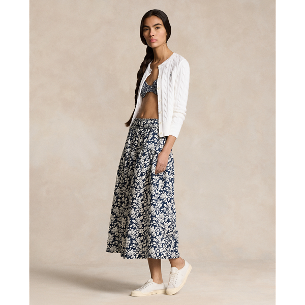 Floral Poplin A-Line Skirt