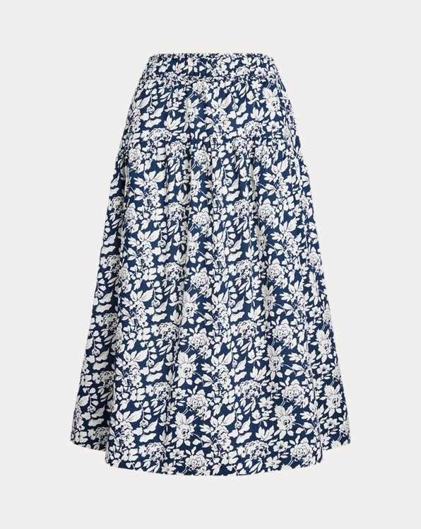Floral Poplin A-Line Skirt