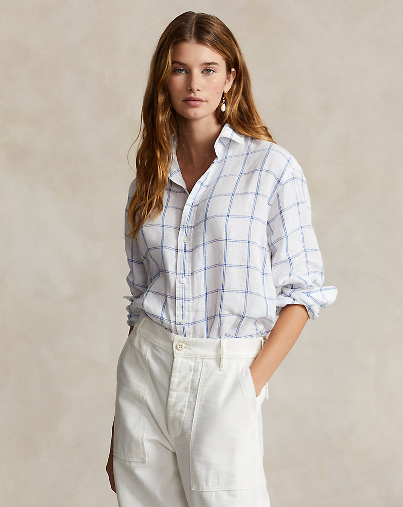 Relaxed Fit Plaid Linen Shirt Polo Ralph Lauren 1