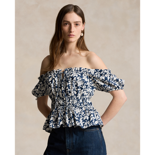 Floral Cotton Peplum Top Polo Ralph Lauren 1